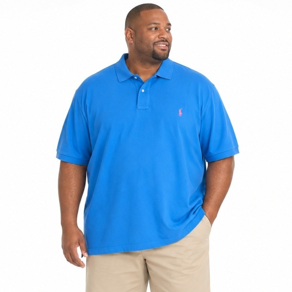 Polo Ralph Lauren Polo Shirt Mens 4XB Blue Pink Pony Cotton Big Tall Preppy